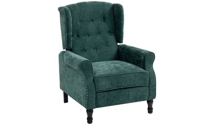 HOMCOM Vintage Reclining Chair with Nail Head Trim for Living Room - Green