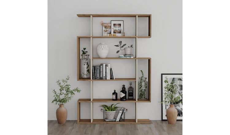 Decortie Mito Particleboard Bookcase - Dark Oak Effect, Sandstone