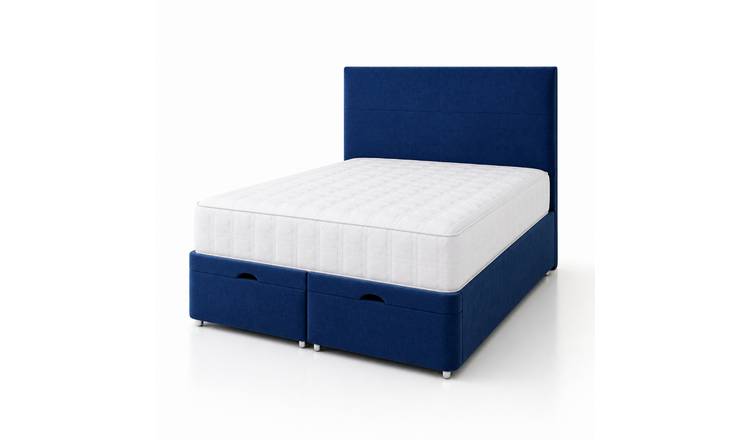 Comfy Deluxe  Plain  3ft Single  End Lift Ottoman Bed Set - Blue