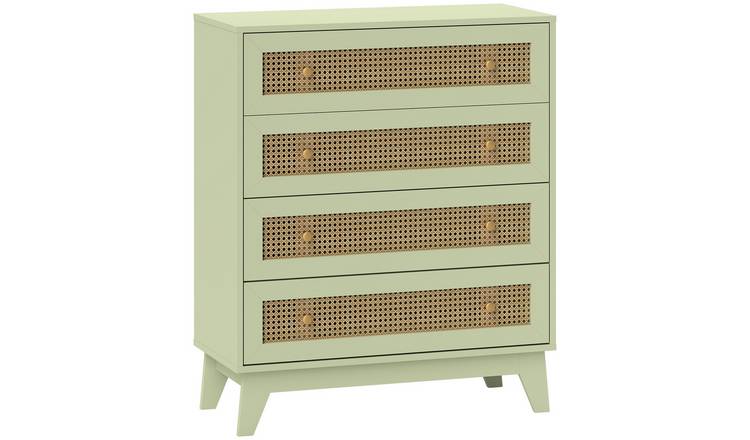 Homcom 4 Drawer Rattan Chest Of Drawers – Light Green
