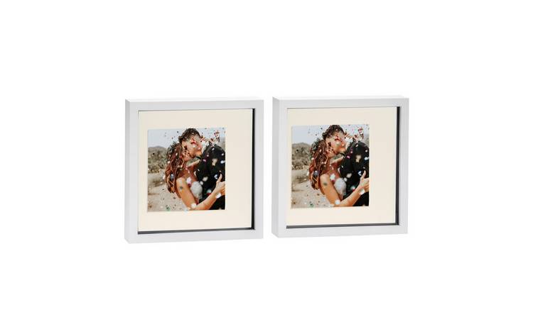 Nicola Spring 3D Box Photo Frames - 10 x 10" with Mount - Set of 2 - White