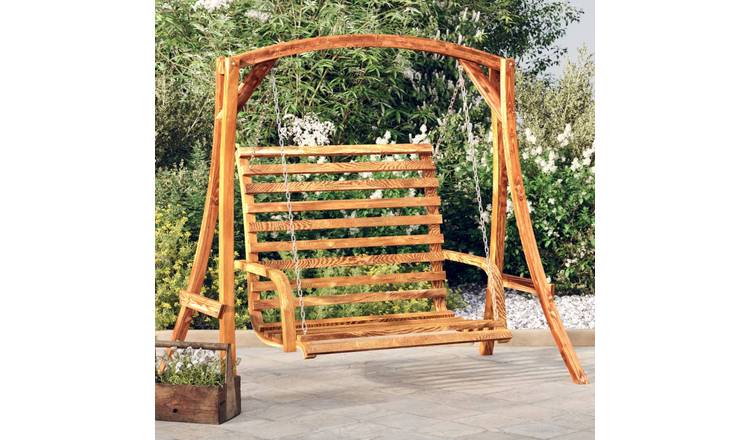 Walplus Wood Swing Bench Solid Bent with Finish - 126 x 63 x 92 cm