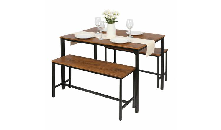 Harbour Housewares Compact 4 Seater Dining Set - Brown/Black