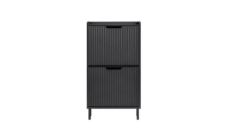 SoBuy 2 Drawer Slim Hallway Shoe Cabinet - Black