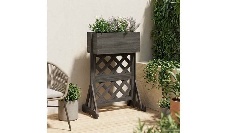 Walplus Firwood Garden Planter - Grey - 48 x 30 x 70.5 cm