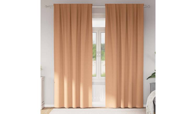 Walplus Set of 2 Ring Top Blackout Curtains - Light Brown - 245 x 140 cm
