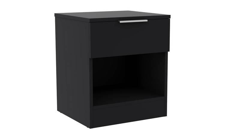Vida Designs Trega 1 Drawer Bedside Chest - Black