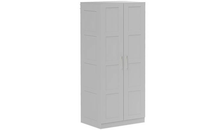 HOMCOM 2 Door Wardrobe with Shelves & Hanging Rail – Grey