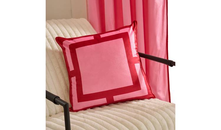 OHS 2 Pack Square Print Cushion Covers 45 x 45cm - Hot Pink/Red