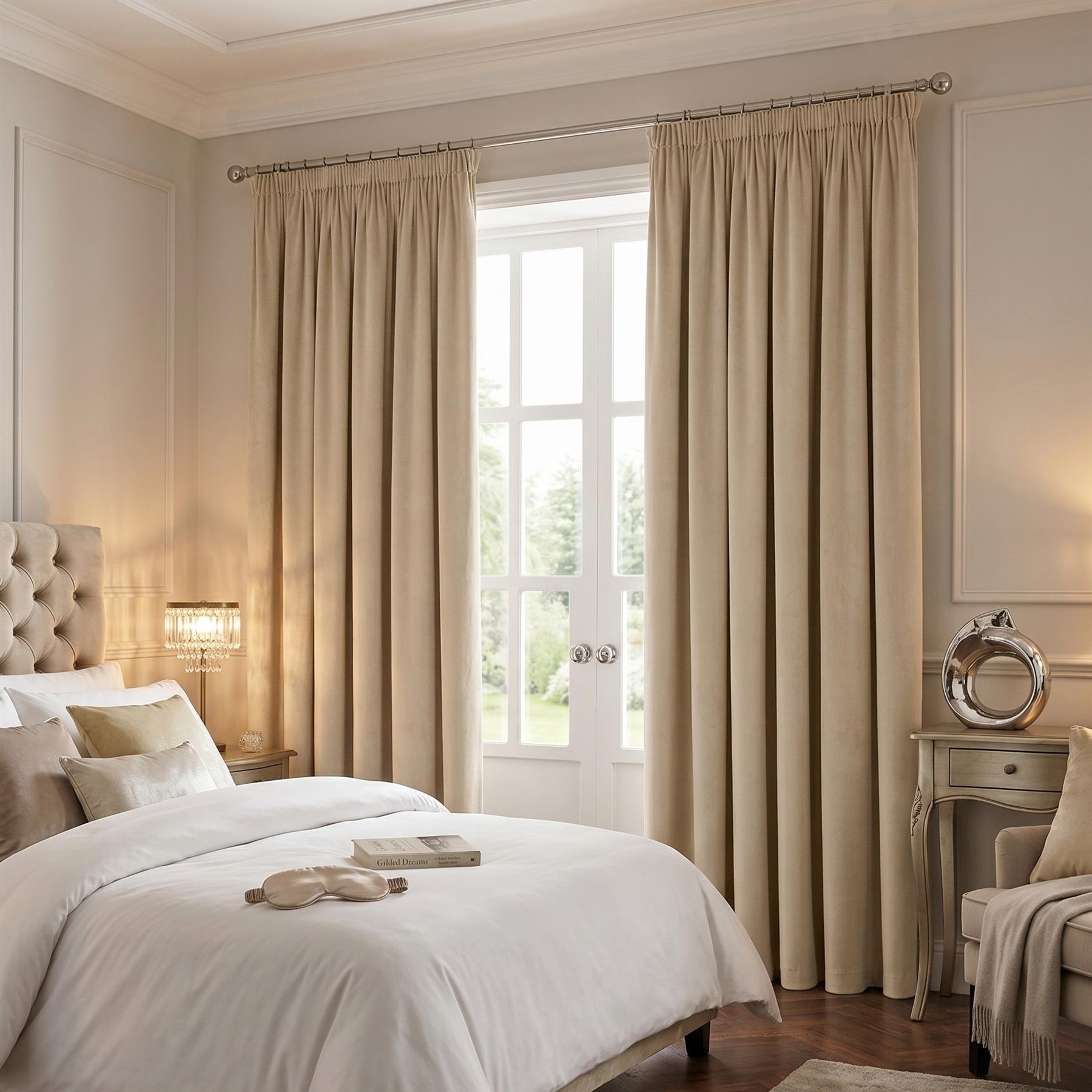 Luxury Living Montreal Taped Top Curtains 114cm x 122cm - Natural - Image 1