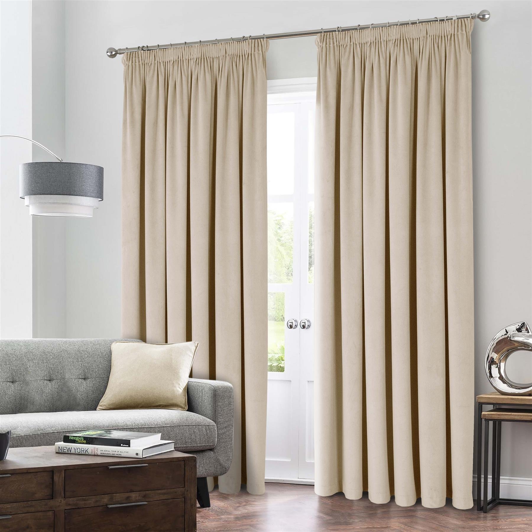 Luxury Living Montreal Taped Top Curtains 114cm x 122cm - Natural - Image 3