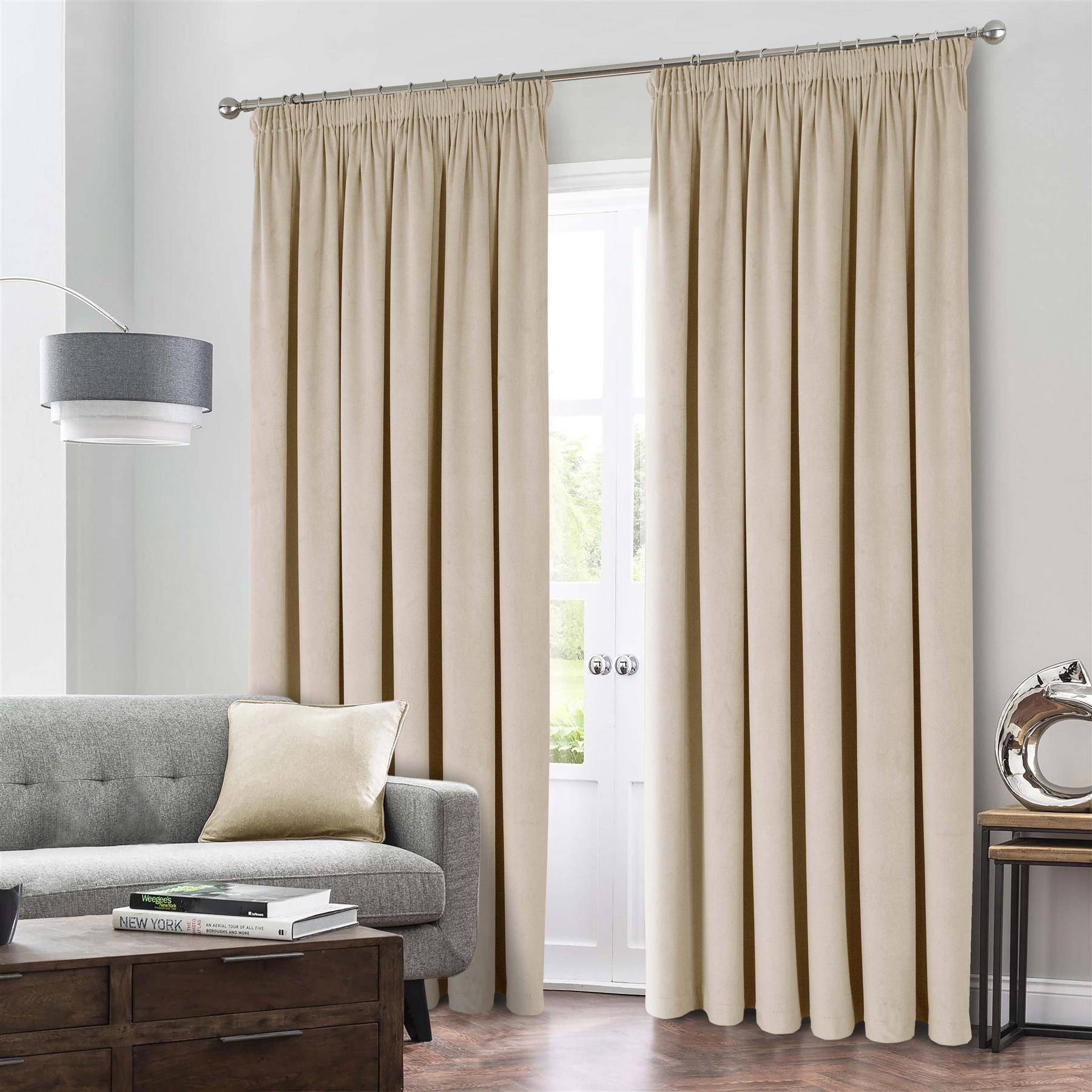 Luxury Living Montreal Taped Top Curtains 114cm x 122cm - Natural - Image 3