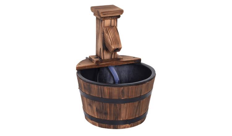 Outsunny Fir Wood Electric Pump Water Fountain - Carbonised