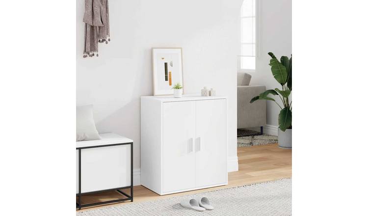 Walplus Engineered Wood Shoe Cabinet - White - 60 x 35 x 70 cm