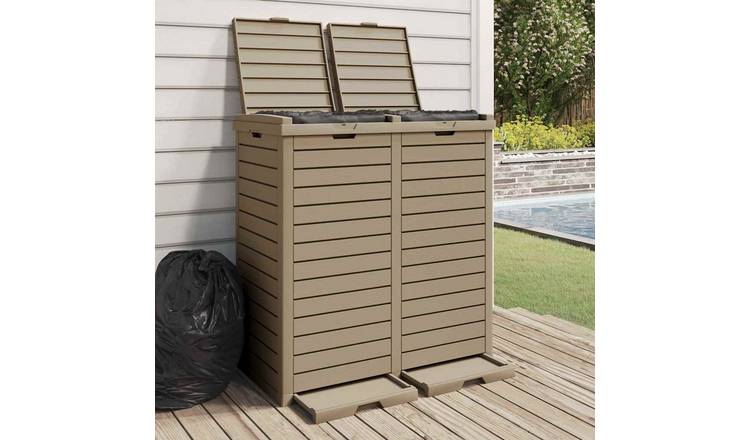Walplus Polypropylene Outdoor Garbage Bin - Light Brown - 78 x 41 x 86 cm