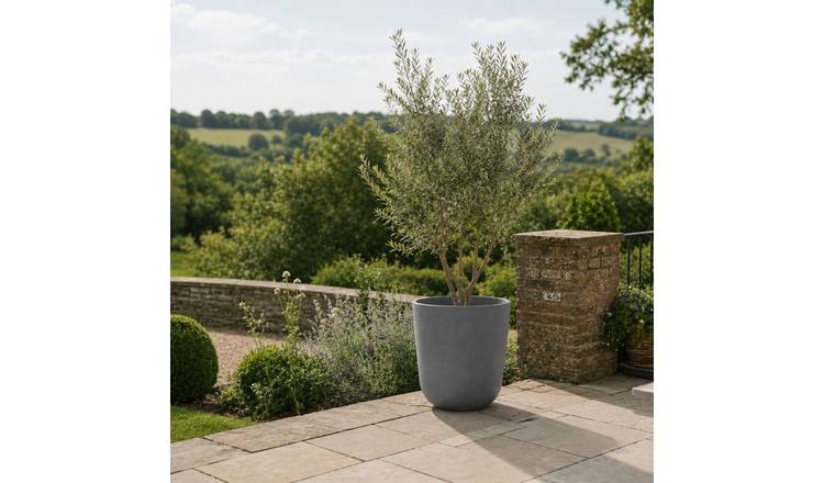 Fargro Home and Garden 59L Polystone Egg Round Plant Pot - Light Grey