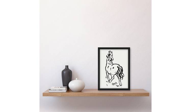 Leo Gestel Horse Black And White Ink Sketch Framed Art Print - A4