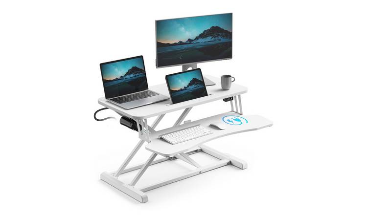 Vonhaus Height Adjustable Home Office Electric Desk Converter - White