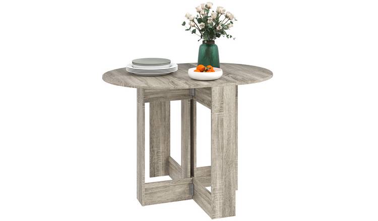 HOMCOM Folding Drop Leaf Dining Table for Kitchen - Grey