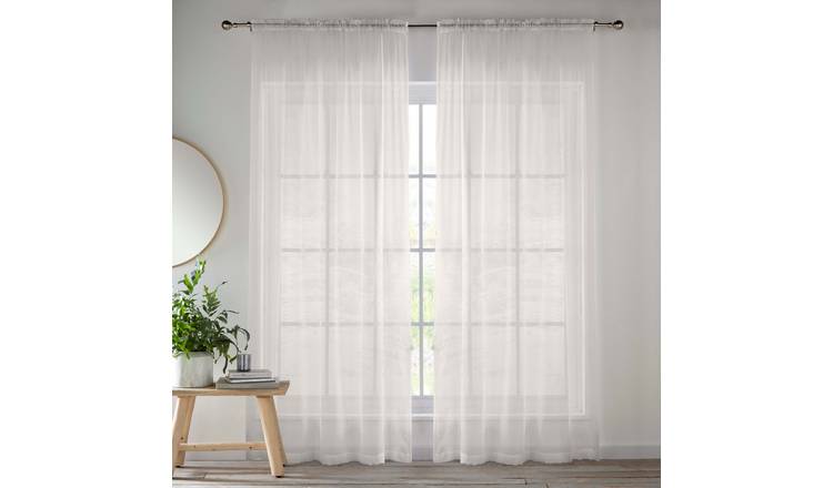 Tyrone Textiles Crystal Plain Slot Top Voile Panels - 140 x 122cm - Cream