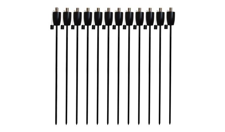Harbour Housewares Metal Garden Torches - Barrel - Black - Pack of 12