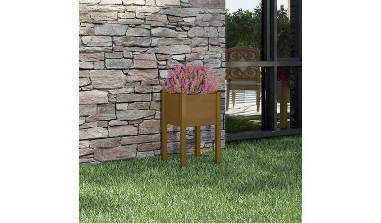 Walplus Wood Garden Planter - Honey Brown - 40 x 40 x 70 cm