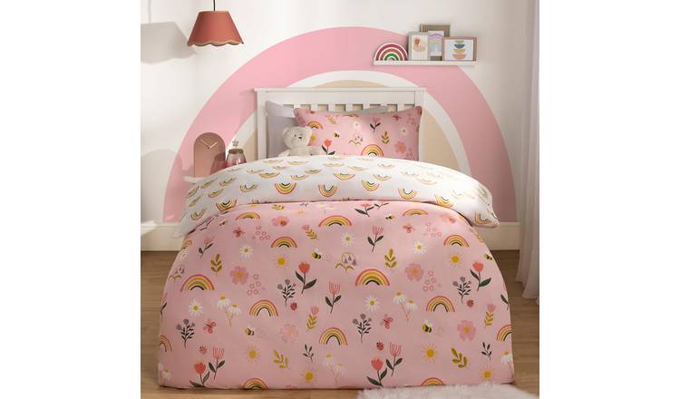 OHS Floral Duvet Cover Bedding Sets Rainbow Revesible Pink - Single