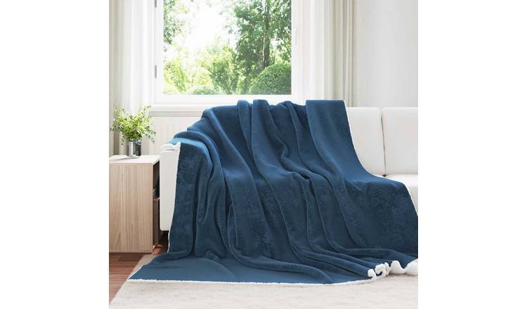 Walplus Fleece Throw Blanket - Navy Blue - 240 x 220 cm