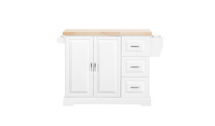 SoBuy 3 Drawer Wooden Expandable Top Rolling Kitchen Trolley - White