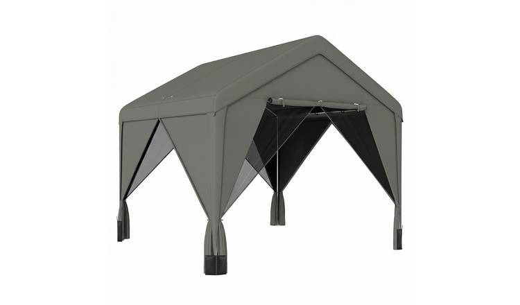 Outsunny Galvanised Steel Pitched Roof Gazebo – Dark Grey