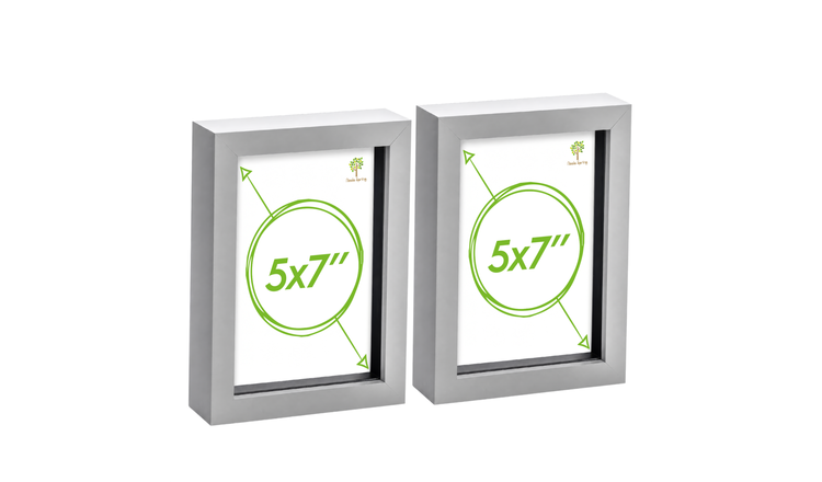 Nicola Spring 3D Box Photo Frames - 5 x 7" - Set of 2 - Grey
