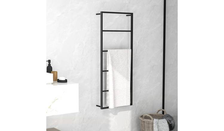Walplus Steel Towel Rack - Black - 45 x 10 x 115 cm