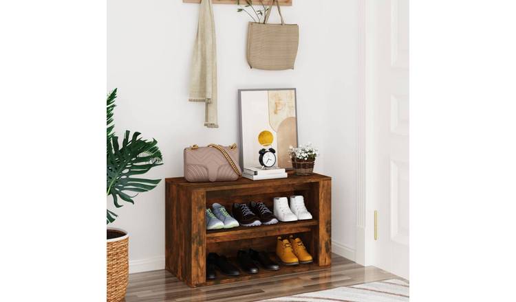 Walplus Engineered Wood Shoe Rack - Smoked Oak - 75 x 35 x 45 cm