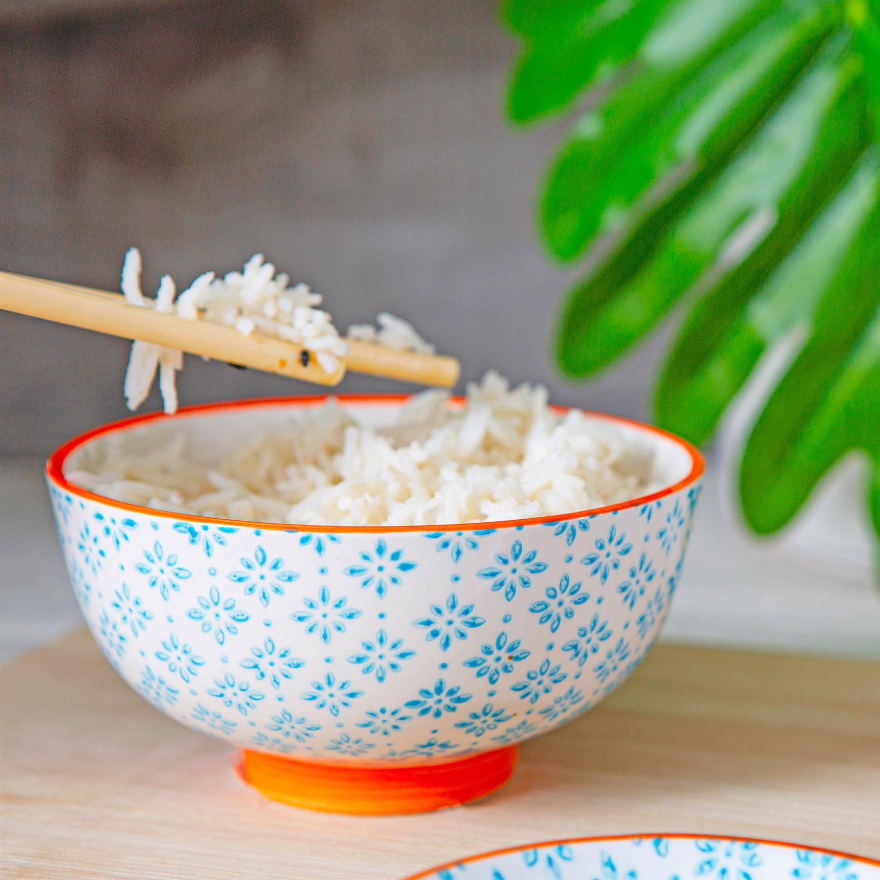 Nicola Spring Hand-Printed Rice Bowls Pack of 6 - Blue - Image 2