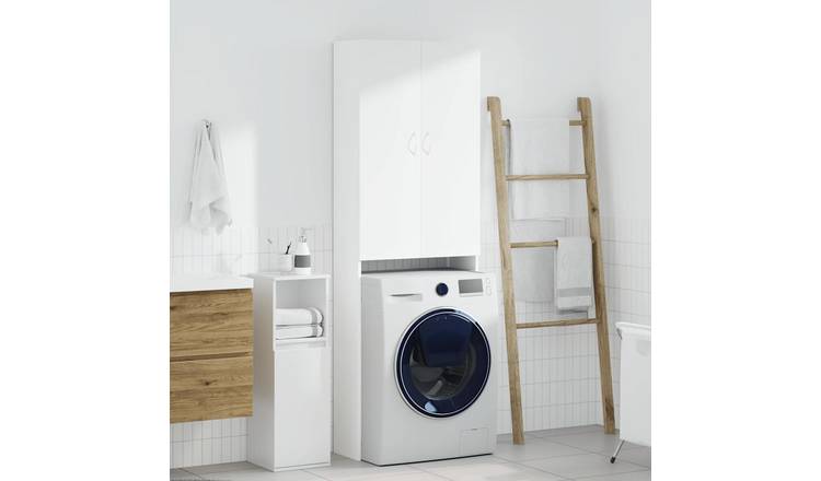 Walplus 3 Compartment Washing Machine Cabinet - White - 64 x 25.5 x 190 cm