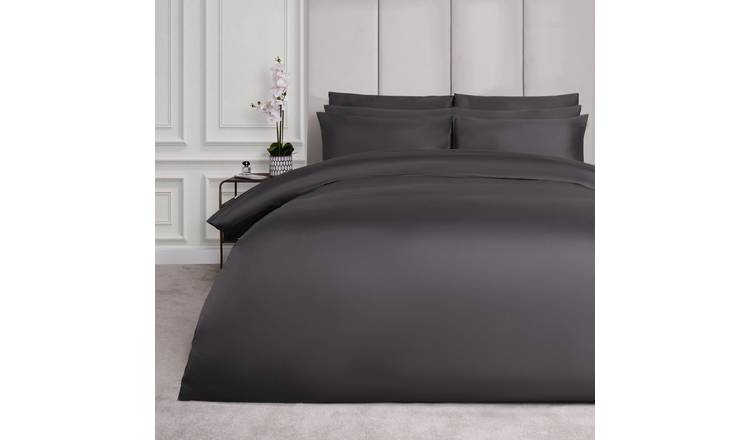 OHS Luxe Cotton Sateen Duvet Set Charcoal - Single