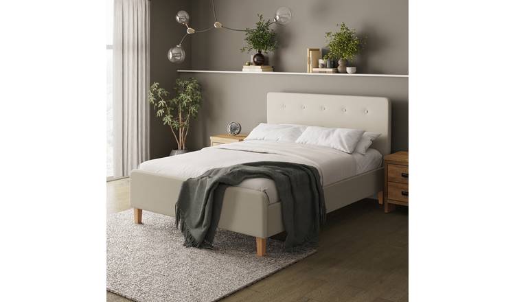 GFW Ashbourne Double Fabric Bed Frame with Mattress - Natural