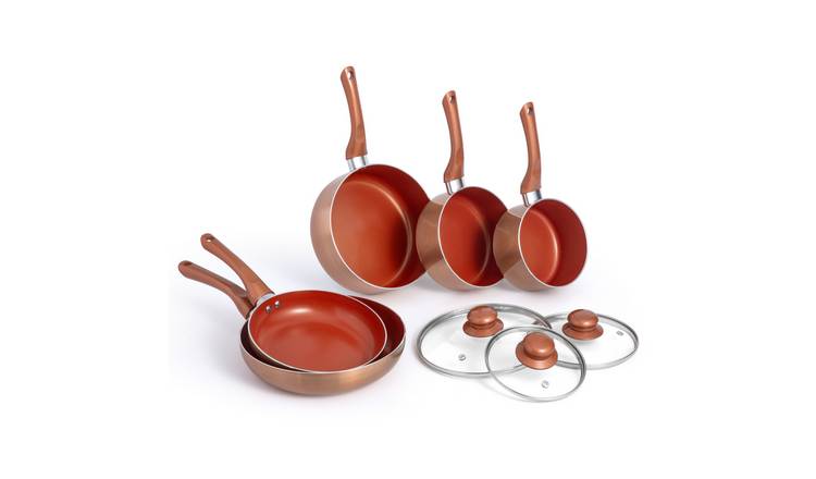 VonShef 8pc Induction Safe Stainless Steel Pot & Pan Set - Copper