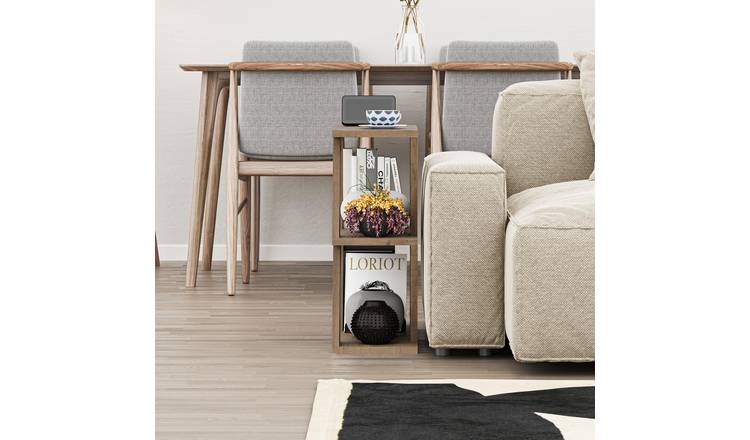 Decortie Lazena Melamine Wood Effect 3-Tier Side Table - Dark Oak