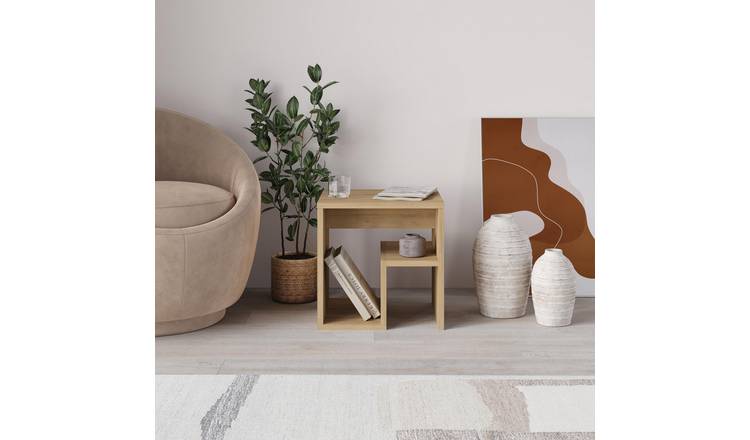 Decortie Bon Particleboard Melamine Side Table - Oak