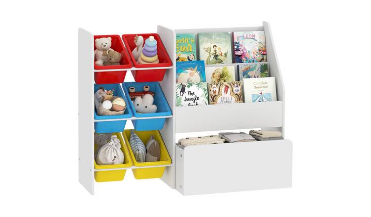 AIYAPLAY 3 Tier Wooden Toy Storage Unit Kids Storage Shelf - Multicolour