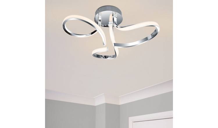 Cosylyte Moss 3 Light Integrated LED Modern Curved Ceiling Light - Chrome