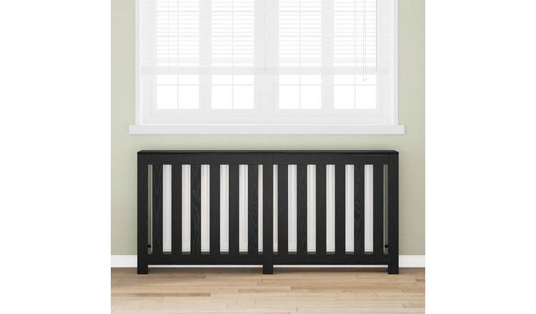Walplus Vertical Slats Radiator Cover - Black Oak - 175 x 20 x 82 cm