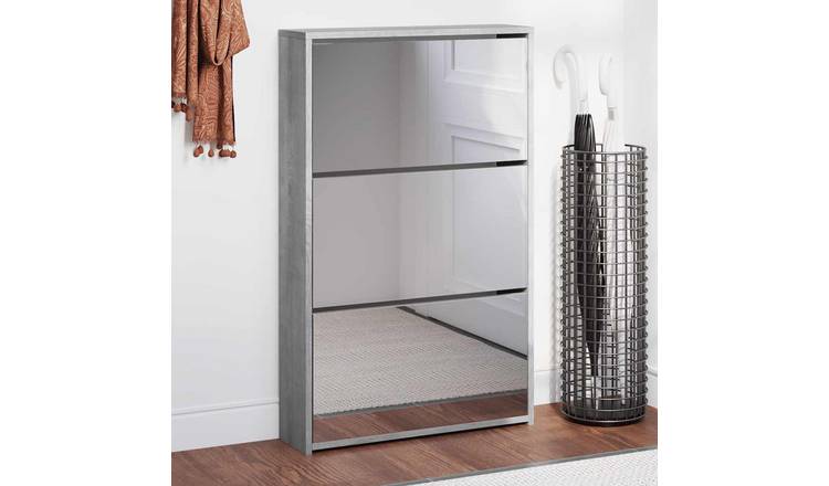 Walplus Engineered Wood Shoe Cabinet - Grey Sonoma - 63 x 17 x 102.5 cm