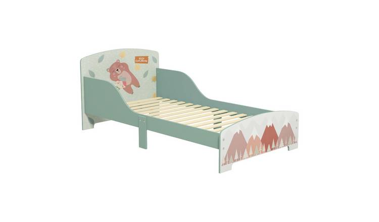 ZONEKIZ Single Wooden Toddler Bed Frame - Green