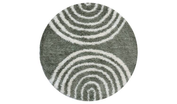 The Rugs Green Moodi Rainbow Round Shaggy Rug - 120cm