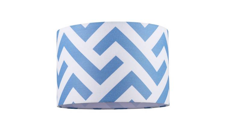 Happy Homewares Sky Blue Fabric with Geometric Chevron Pattern Lampshade - 30cm