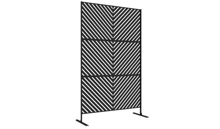 Outsunny Steel Triangle Garden Privacy Screen - Black