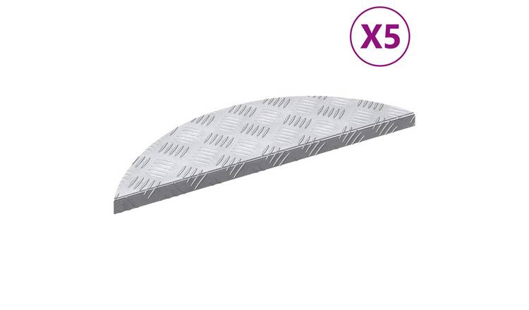 Walplus Pack of 5 Carpet Stair Treads - Silver - 60 x 18 cm