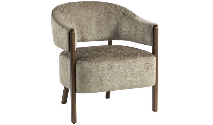 HOMCOM Wooden Accent Chair with Wide Seat for Living Room - Tan